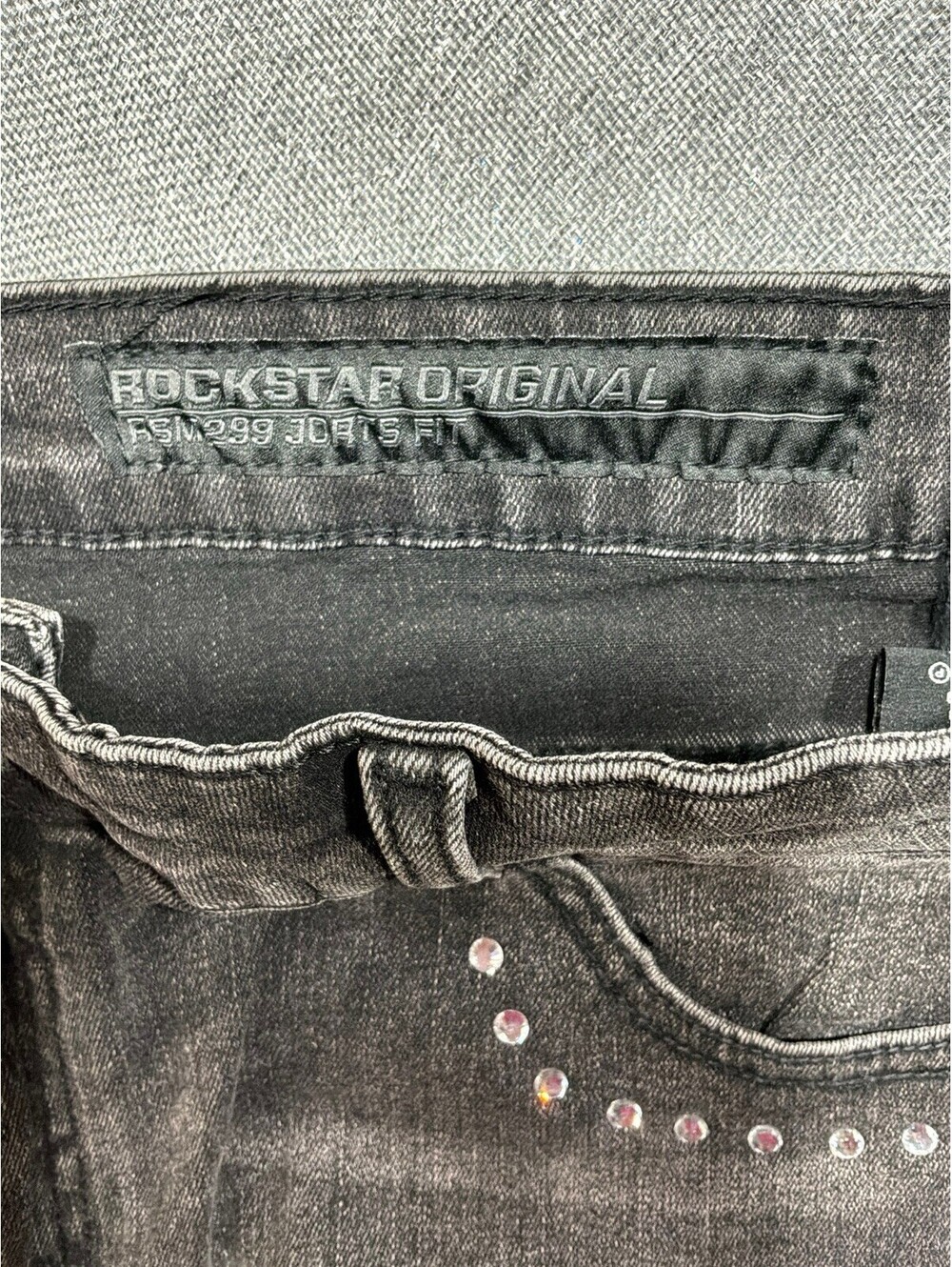 Men’s Rockstar Original Black Jean Shorts With Rhinestones And Pearls Size 38